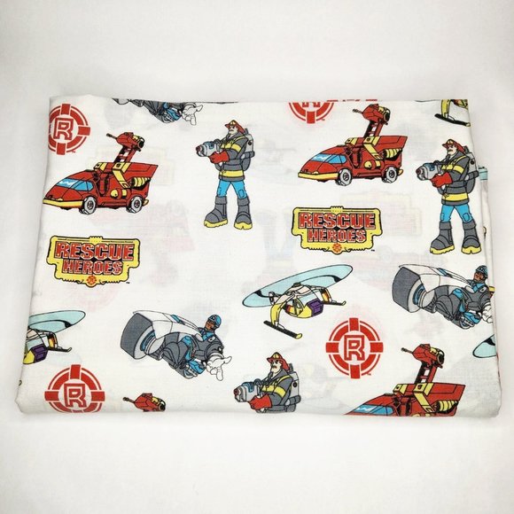 Fisher-Price Other - Vintage Rescue Heroes Twin Flat Sheet 90s Kids Bedding Fabric